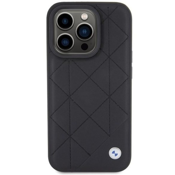 BMW BMHCP15L22RQDK iPhone 15 Pro 6.1" fekete Bőr steppelt tok