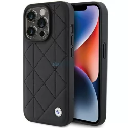   BMW BMHCP15X22RQDK iPhone 15 Pro Max 6.7" fekete Bőr steppelt tok