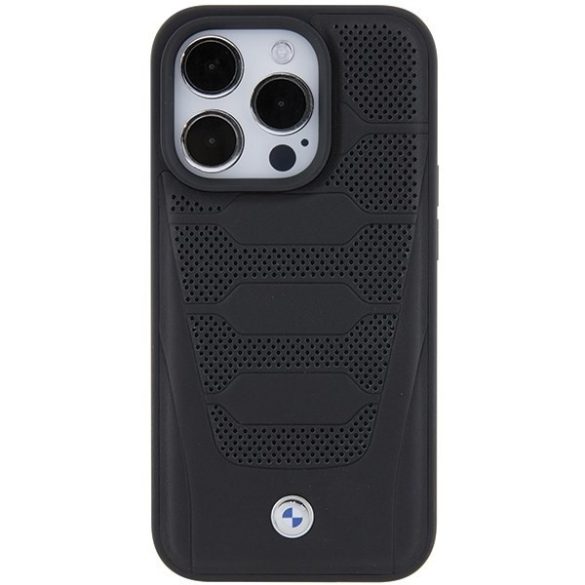 BMW BMHCP15L22RPSK iPhone 15 Pro 6.1" fekete bőrülés minta tok
