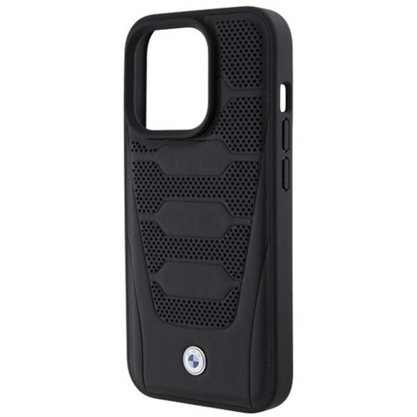BMW BMHCP15L22RPSK iPhone 15 Pro 6.1" fekete bőrülés minta tok