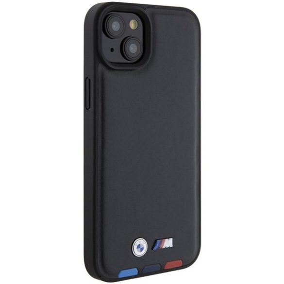 BMW BMHCP15M22PTDK iPhone 15 Plus / 14 Plus 6,7" fekete bőr bélyegző Tricolor tok