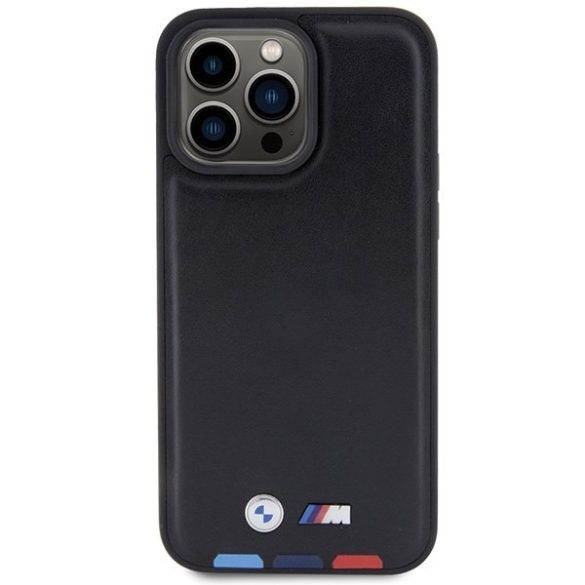 BMW BMHCP15X22PTDK iPhone 15 Pro Max 6.7" fekete bőr bélyegző Tricolor tok