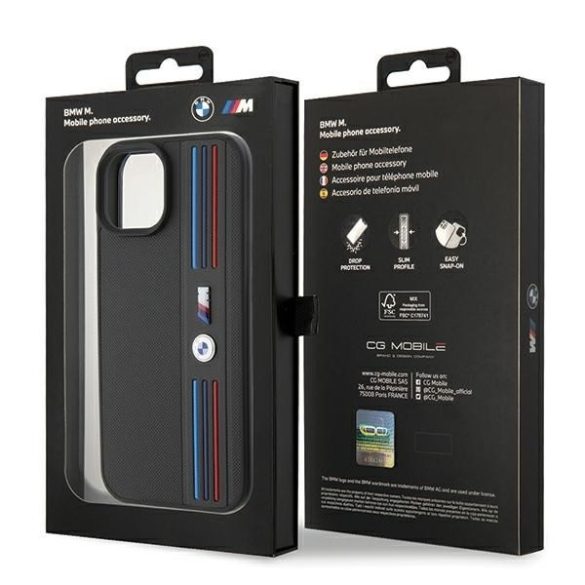 BMW BMHCP15S22PPMK iPhone 15 / 14 / 13 6,1" fekete Tricolor M Collection tok