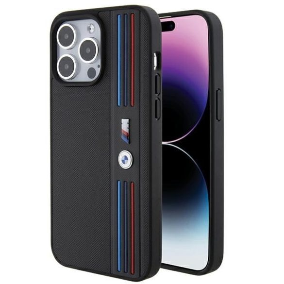 BMW BMHCP15L22PPMK iPhone 15 Pro 6.1" fekete Tricolor M kollekció tok