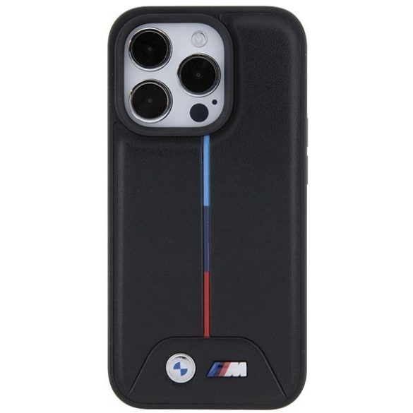 BMW BMHCP15L22PVTK iPhone 15 Pro 6.1" fekete keménytok steppelt trikolór