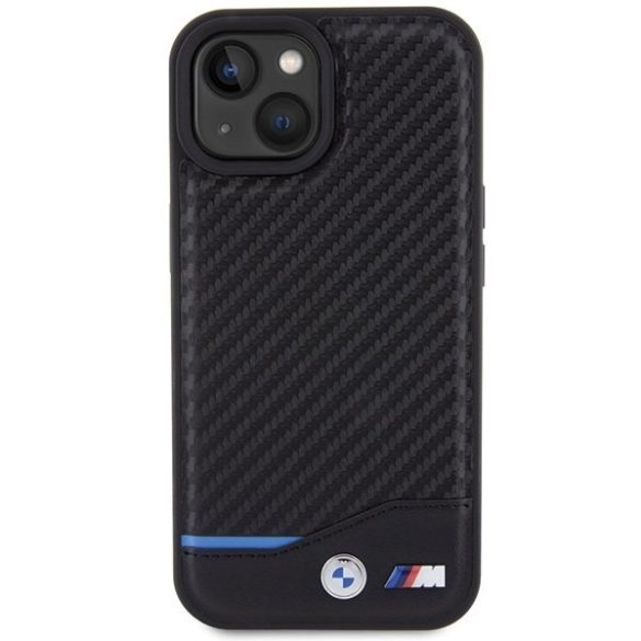 BMW BMHCP15S22NBCK iPhone 15 / 14 / 13 6.1" fekete bőr Carbon tok
