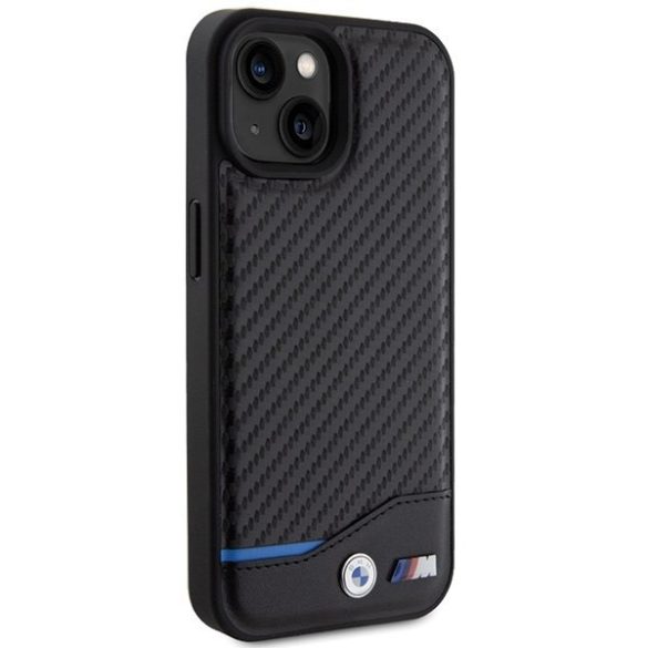 BMW BMHCP15S22NBCK iPhone 15 / 14 / 13 6.1" fekete bőr Carbon tok