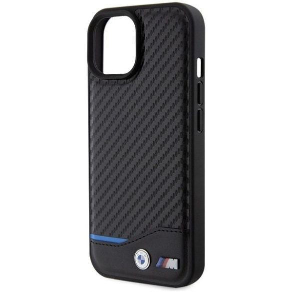 BMW BMHCP15S22NBCK iPhone 15 / 14 / 13 6.1" fekete bőr Carbon tok