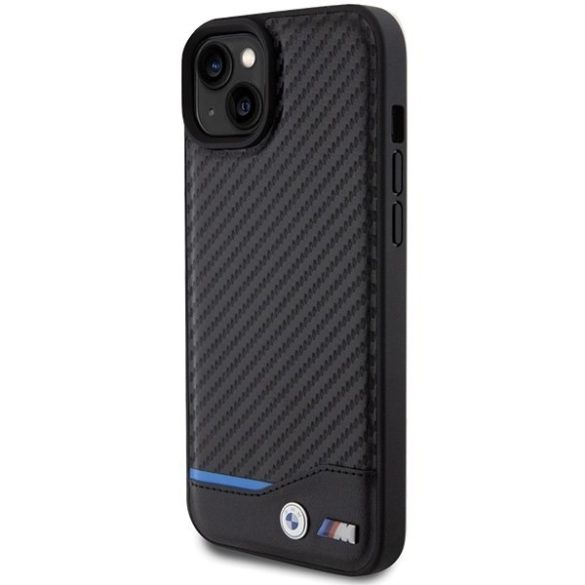 BMW BMHCP15M22NBCK iPhone 15 Plus / 14 Plus 6.7" fekete bőr Carbon tok