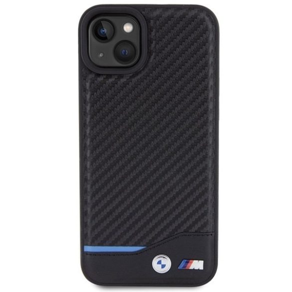BMW BMHCP15M22NBCK iPhone 15 Plus / 14 Plus 6.7" fekete bőr Carbon tok