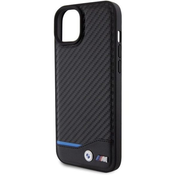 BMW BMHCP15M22NBCK iPhone 15 Plus / 14 Plus 6.7" fekete bőr Carbon tok