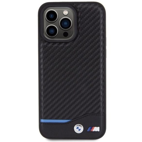 BMW BMHCP15X22NBCK iPhone 15 Pro Max 6.7" fekete bőr Carbon tok