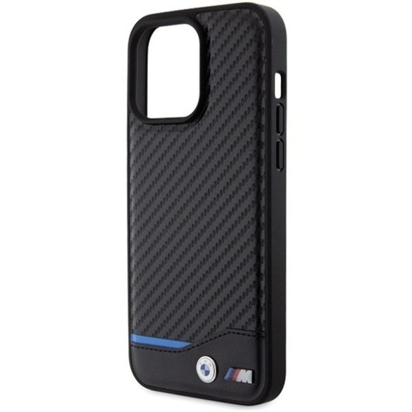 BMW BMHCP15X22NBCK iPhone 15 Pro Max 6.7" fekete bőr Carbon tok