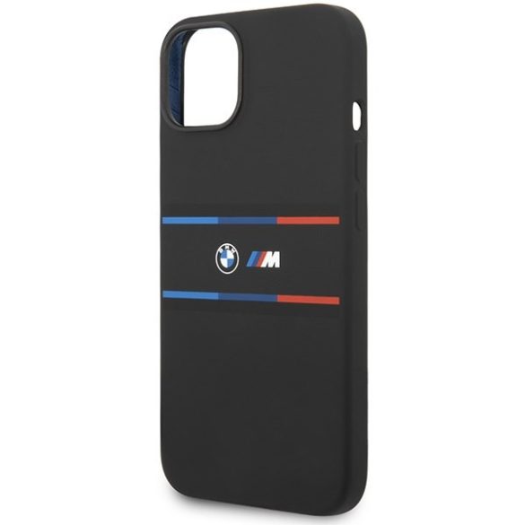 BMW BMHCP15S22SDTK iPhone 15 / 14 / 13 6.1" fekete keménytok M szilikon tricolor vonalak