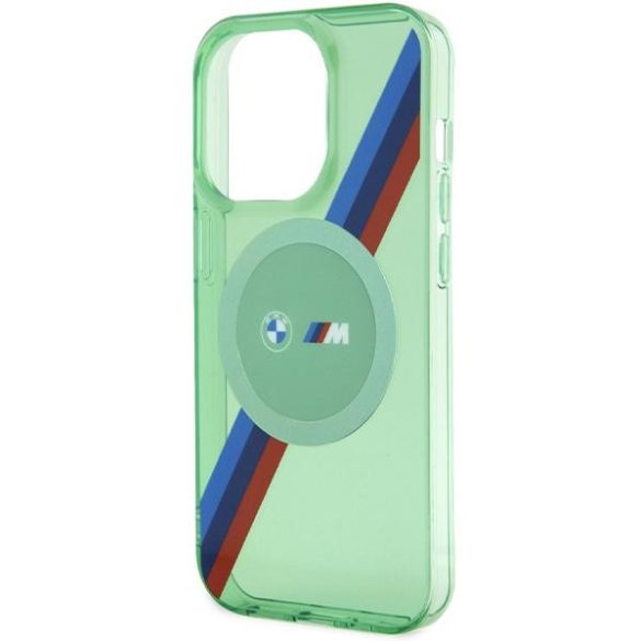 BMW BMHMP15LHDTN iPhone 15 Pro 6.1" zöld keménytok M Tricolor Stripes MagSafe tok