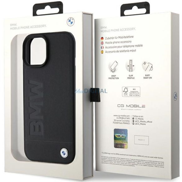 BMW BMHMP15MSLLBK iPhone 15 Plus / 14 Plus 6.7" fekete MagSafe Hot Stamp bőr tok