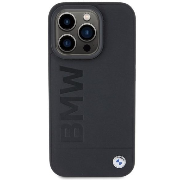 BMW BMHMP15LSLLBK iPhone 15 Pro 6.1" fekete MagSafe bőr beleégetett logó tok