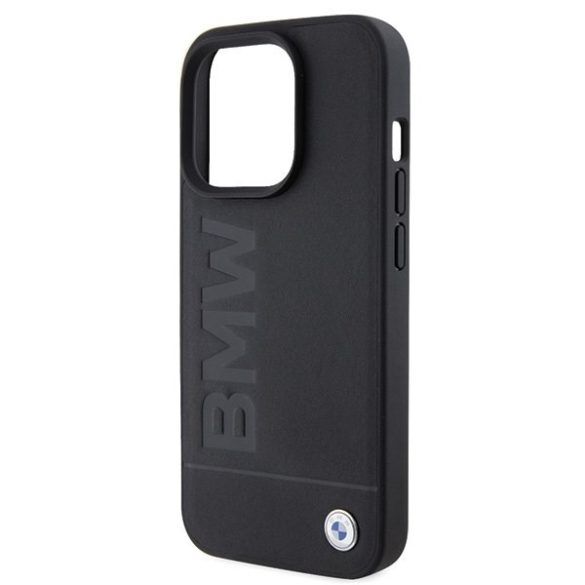 BMW BMHMP15LSLLBK iPhone 15 Pro 6.1" fekete MagSafe bőr beleégetett logó tok