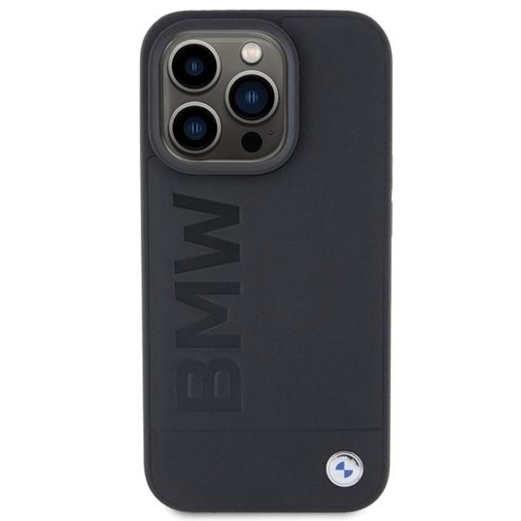 BMW BMHMP15XSLLBK iPhone 15 Pro Max 6.7" fekete MagSafe bőr beleégetett logó tok