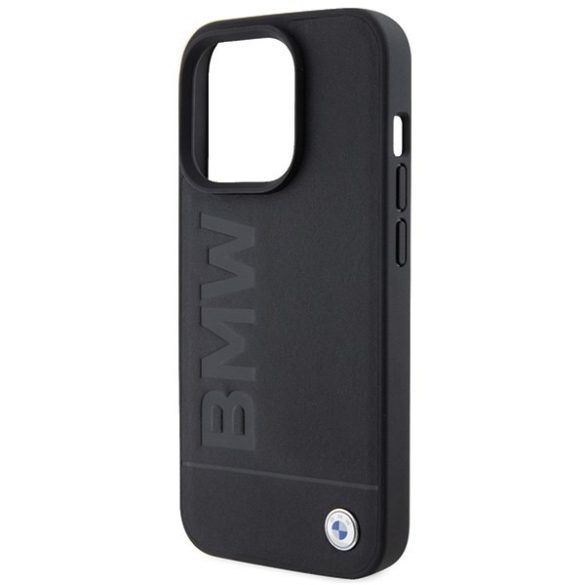 BMW BMHMP15XSLLBK iPhone 15 Pro Max 6.7" fekete MagSafe bőr beleégetett logó tok