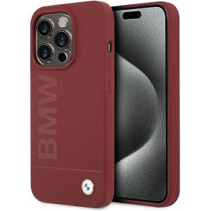 BMW BMHMP15LSLBLBLRE iPhone 15 Pro 6.1" piros keménytok szilikon Big Logo MagSafe nagy logóval