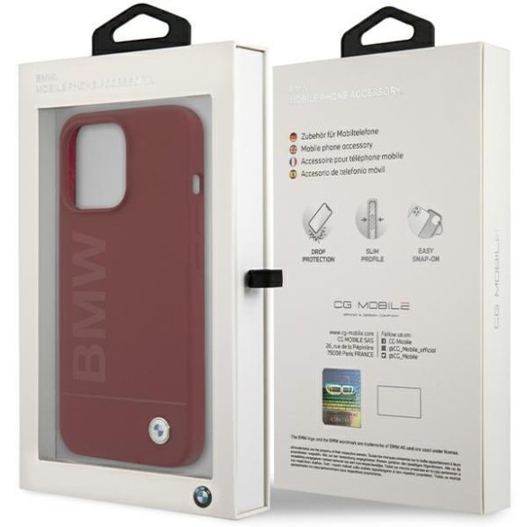 BMW BMHMP15LSLBLBLRE iPhone 15 Pro 6.1" piros keménytok szilikon Big Logo MagSafe nagy logóval