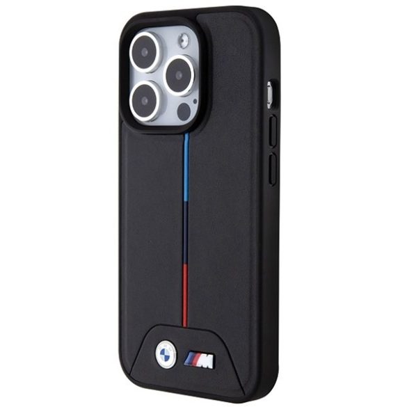 BMW BMHMP15L22PVTK iPhone 15 Pro 6.1" fekete keménytok steppelt trikolor MagSafe