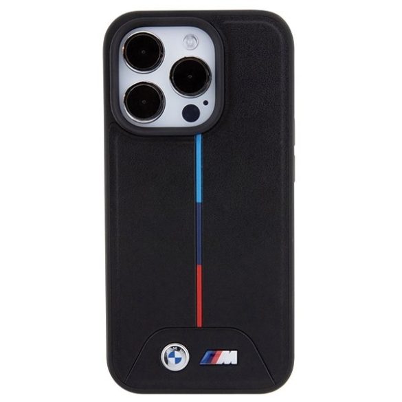 BMW BMHMP15L22PVTK iPhone 15 Pro 6.1" fekete keménytok steppelt trikolor MagSafe