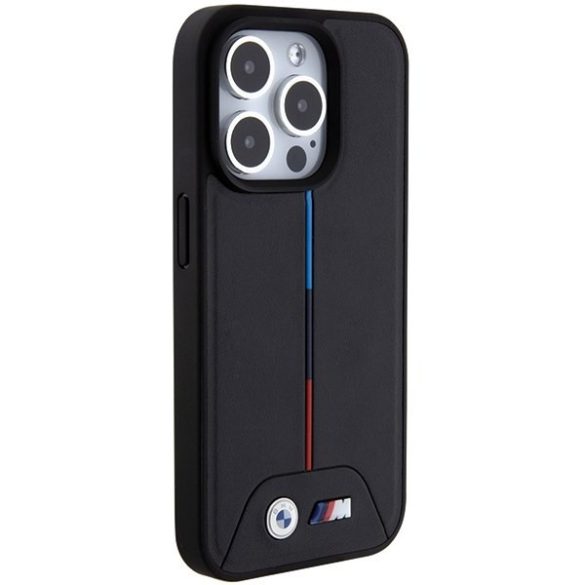 BMW BMHMP15L22PVTK iPhone 15 Pro 6.1" fekete keménytok steppelt trikolor MagSafe