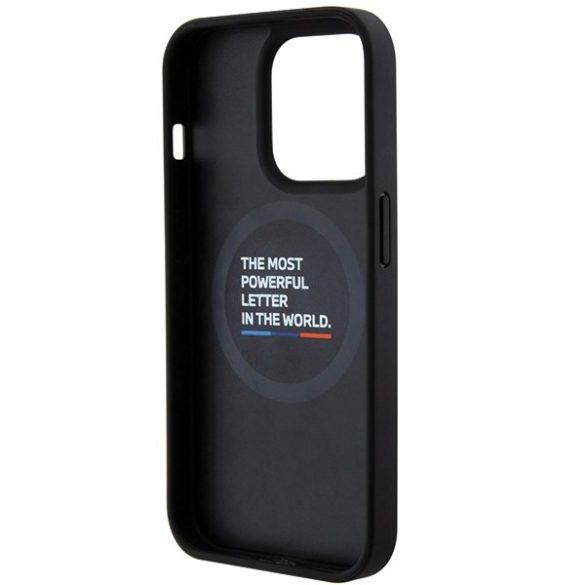 BMW BMHMP15L22PVTK iPhone 15 Pro 6.1" fekete keménytok steppelt trikolor MagSafe