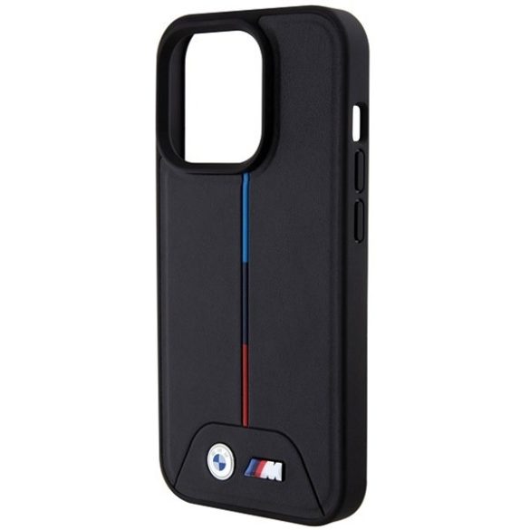 BMW BMHMP15L22PVTK iPhone 15 Pro 6.1" fekete keménytok steppelt trikolor MagSafe