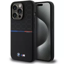   BMW BMHMP15L22SMPK iPhone 15 Pro 6.1" fekete keménytok M Szilikon minta MagSafe