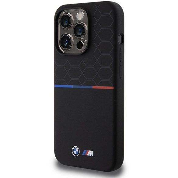 BMW BMHMP15L22SMPK iPhone 15 Pro 6.1" fekete keménytok M Szilikon minta MagSafe