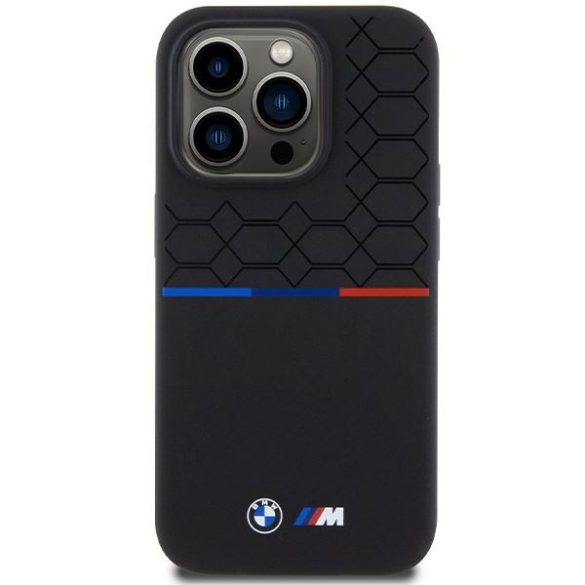 BMW BMHMP15L22SMPK iPhone 15 Pro 6.1" fekete keménytok M Szilikon minta MagSafe