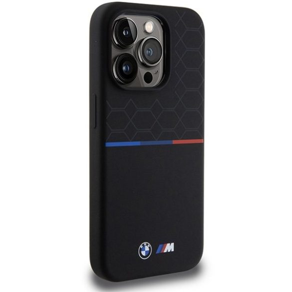 BMW BMHMP15L22SMPK iPhone 15 Pro 6.1" fekete keménytok M Szilikon minta MagSafe