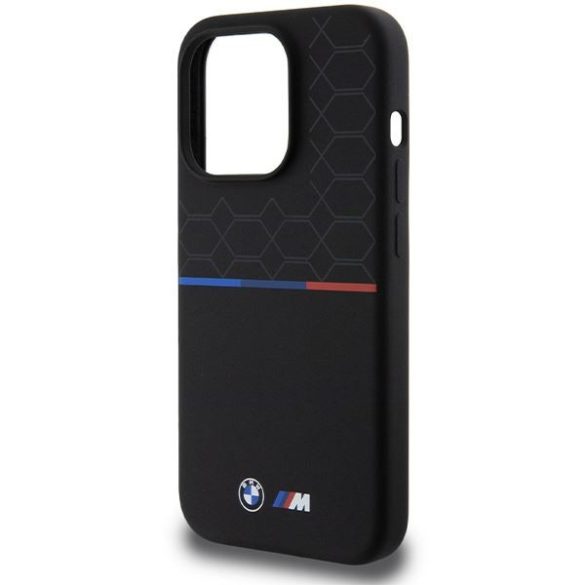 BMW BMHMP15L22SMPK iPhone 15 Pro 6.1" fekete keménytok M Szilikon minta MagSafe