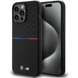   BMW BMHMP15X22SMPK iPhone 15 Pro Max 6.7" fekete keménytok M szilikon mintás MagSafe szilikon