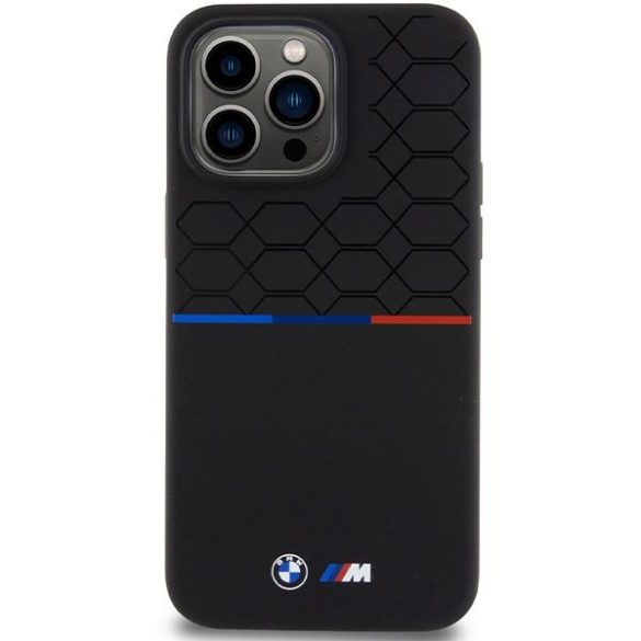 BMW BMHMP15X22SMPK iPhone 15 Pro Max 6.7" fekete keménytok M szilikon mintás MagSafe szilikon