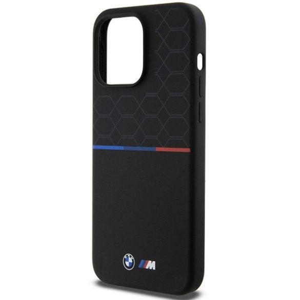 BMW BMHMP15X22SMPK iPhone 15 Pro Max 6.7" fekete keménytok M szilikon mintás MagSafe szilikon