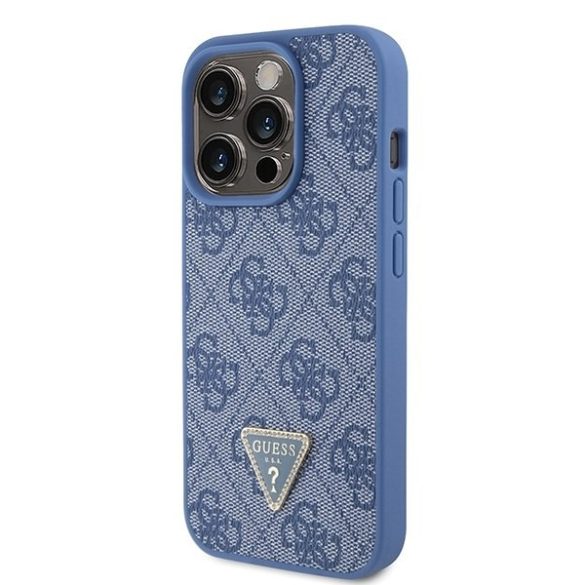 Guess GUHCP15LP4TDPB iPhone 15 Pro 6.1" kék keménytok bőr 4G háromszög Strass