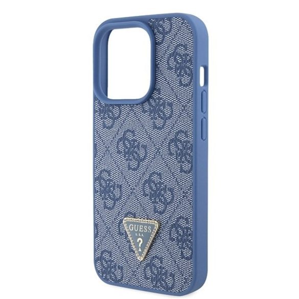 Guess GUHCP15LP4TDPB iPhone 15 Pro 6.1" kék keménytok bőr 4G háromszög Strass