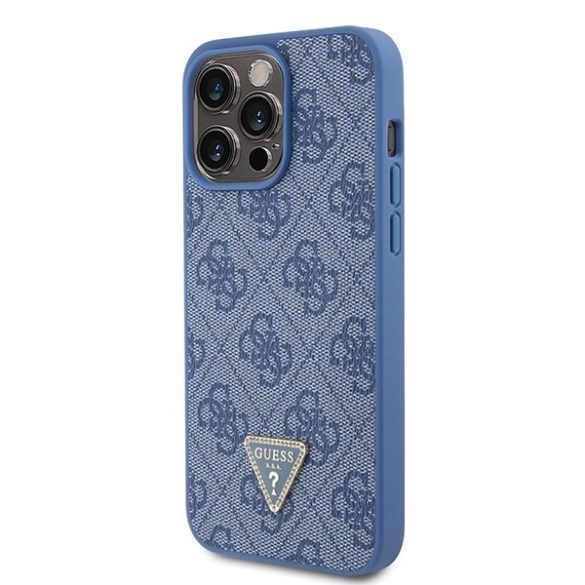 Guess GUHCP15XP4TDPB iPhone 15 Pro Max 6.7" kék keménytok bőr 4G háromszög Strass