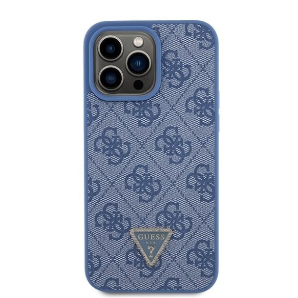 Guess GUHCP15XP4TDPB iPhone 15 Pro Max 6.7" kék keménytok bőr 4G háromszög Strass