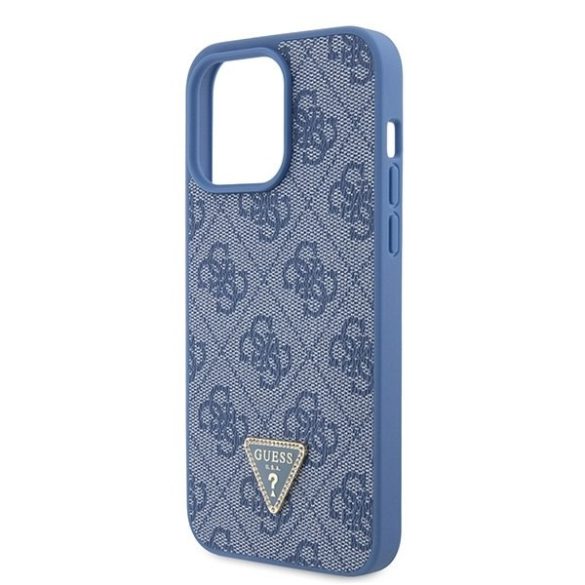 Guess GUHCP15XP4TDPB iPhone 15 Pro Max 6.7" kék keménytok bőr 4G háromszög Strass