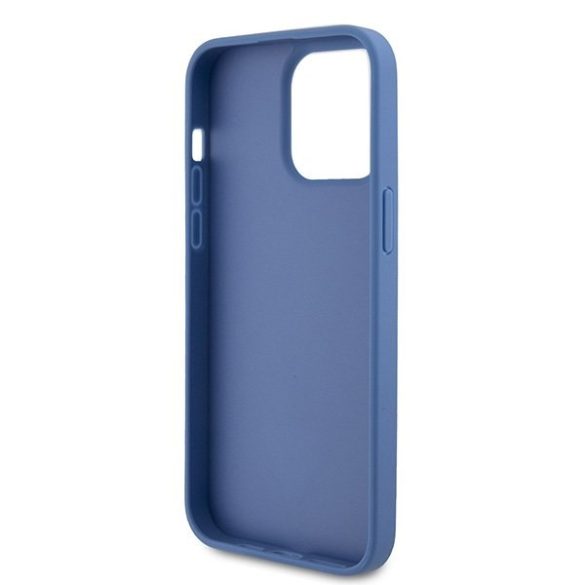 Guess GUHCP15XP4TDPB iPhone 15 Pro Max 6.7" kék keménytok bőr 4G háromszög Strass