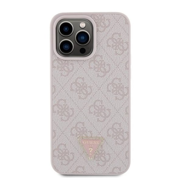 Guess GUHCP15XP4TDPP iPhone 15 Pro Max 6.7" rózsaszín keménytok bőr 4G Diamond Triangle