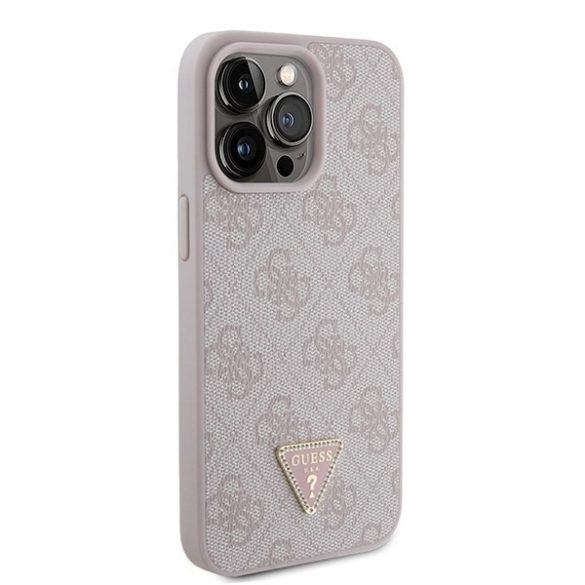 Guess GUHCP15XP4TDPP iPhone 15 Pro Max 6.7" rózsaszín keménytok bőr 4G Diamond Triangle