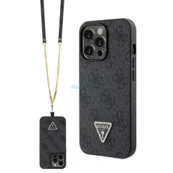   Guess GUHCP13LP4TDSCPK iPhone 13 Pro / 13 6.1" fekete keménytok  Crossbody 4G fém logó