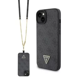   Guess GUHCP15SP4TDSCPK iPhone 15 6.1" fekete keménytok Crossbody 4G fém logó
