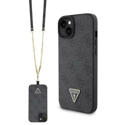   Guess GUHCP15MP4TDSCPK iPhone 15 Plus 6.7" fekete keménytok Crossbody fém logóval
